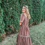 Cotton Border Print Maxi Dress