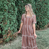 Cotton Border Print Maxi Dress