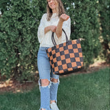 Checkmate Brown Tote