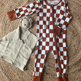 Terracotta Checkered Bamboo Romper