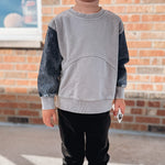 Baby Crewneck Morgan Denim Sleeve Crewneck Raising Brave Boutique