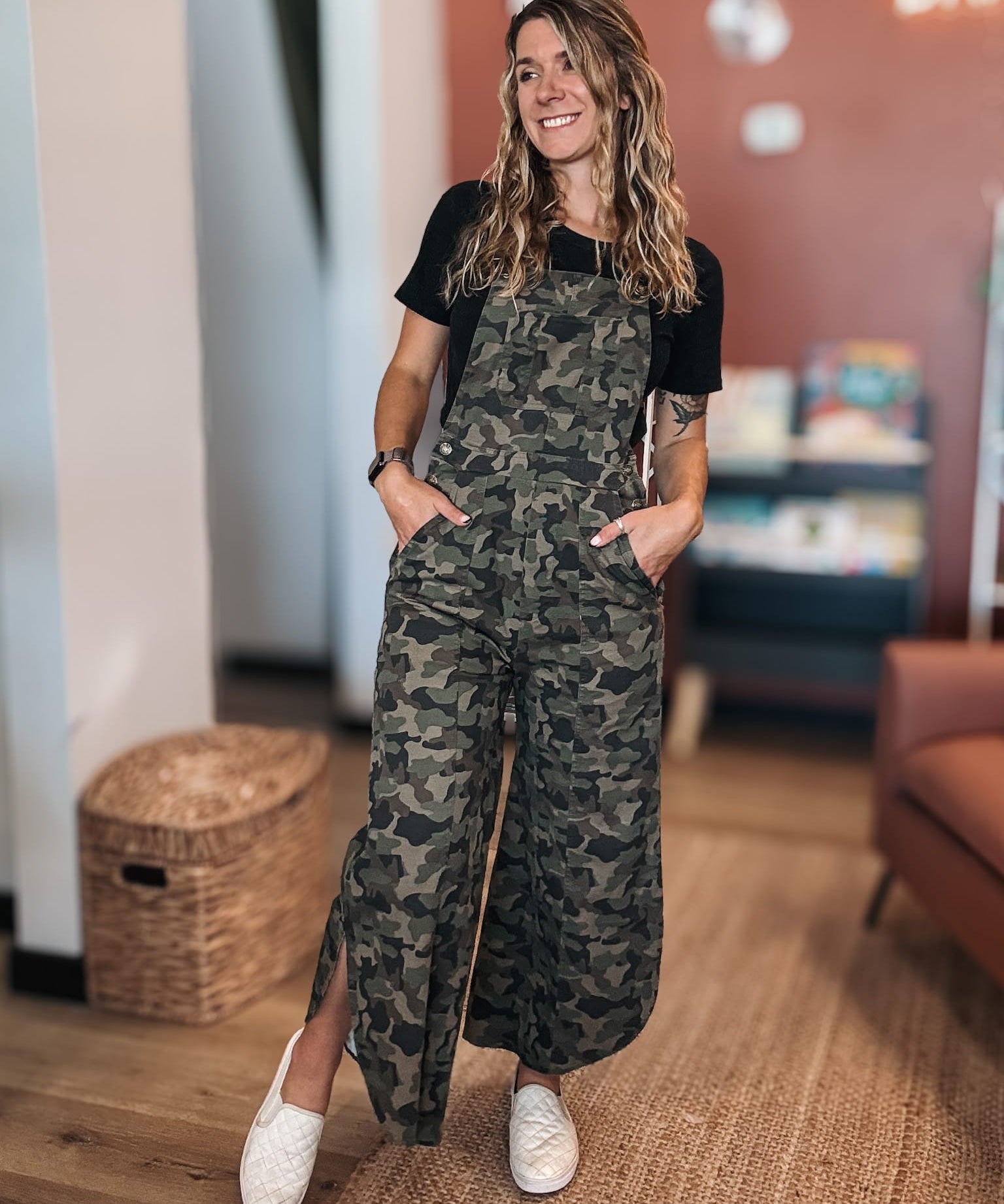 overalls Tulip Camo Washed Denim Overalls Raising Brave Boutique