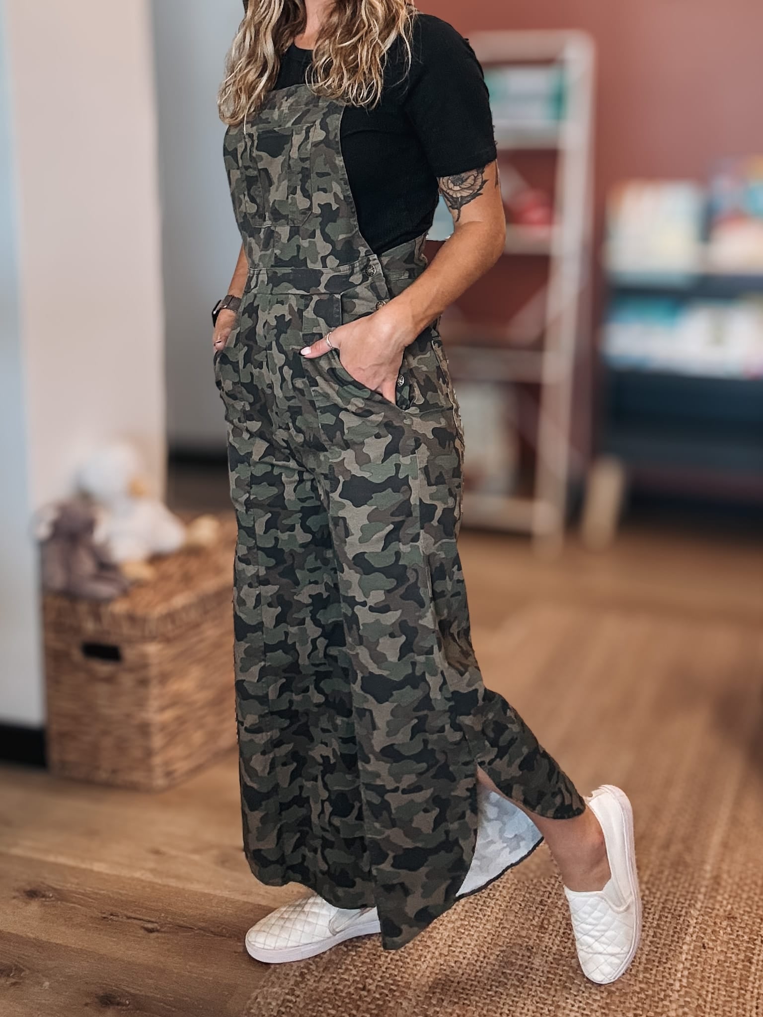 overalls Tulip Camo Washed Denim Overalls Raising Brave Boutique
