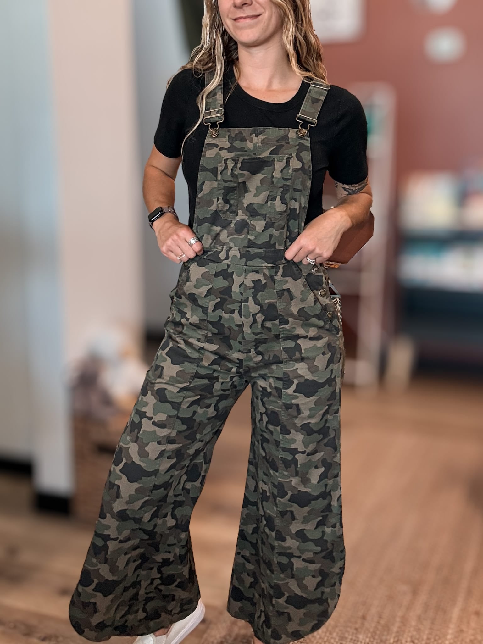 overalls Tulip Camo Washed Denim Overalls Raising Brave Boutique