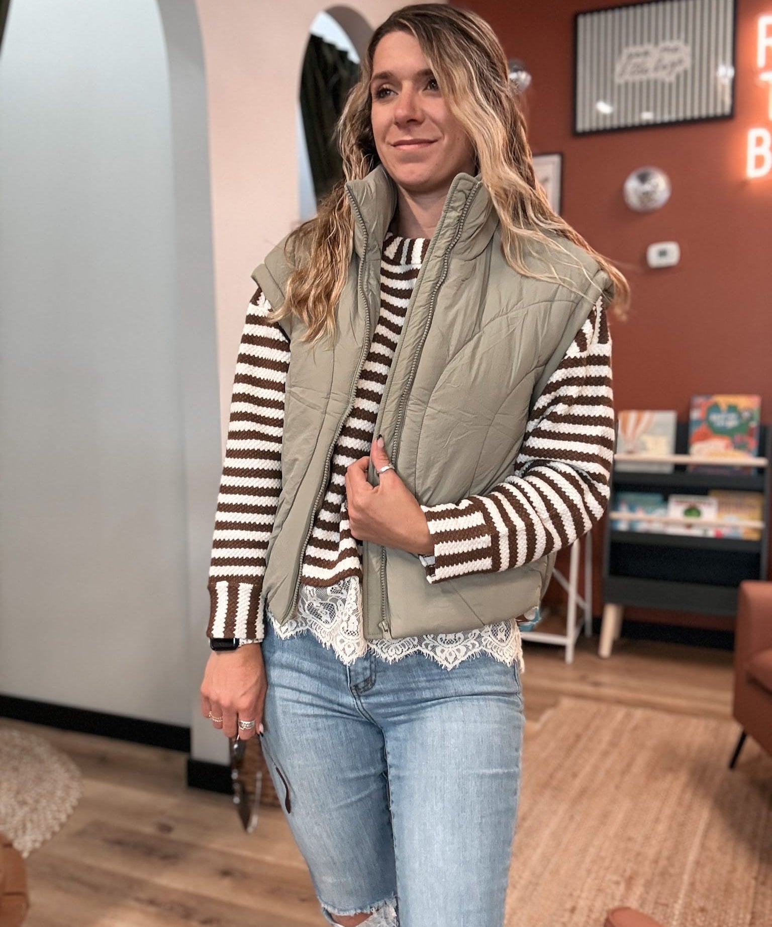 Vest Sculpted Quilted Mock Neck Puffer Vest Raising Brave Boutique