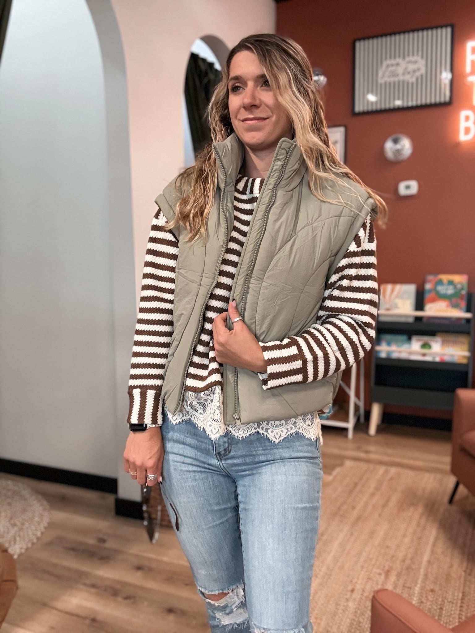 Vest Sculpted Quilted Mock Neck Puffer Vest Raising Brave Boutique