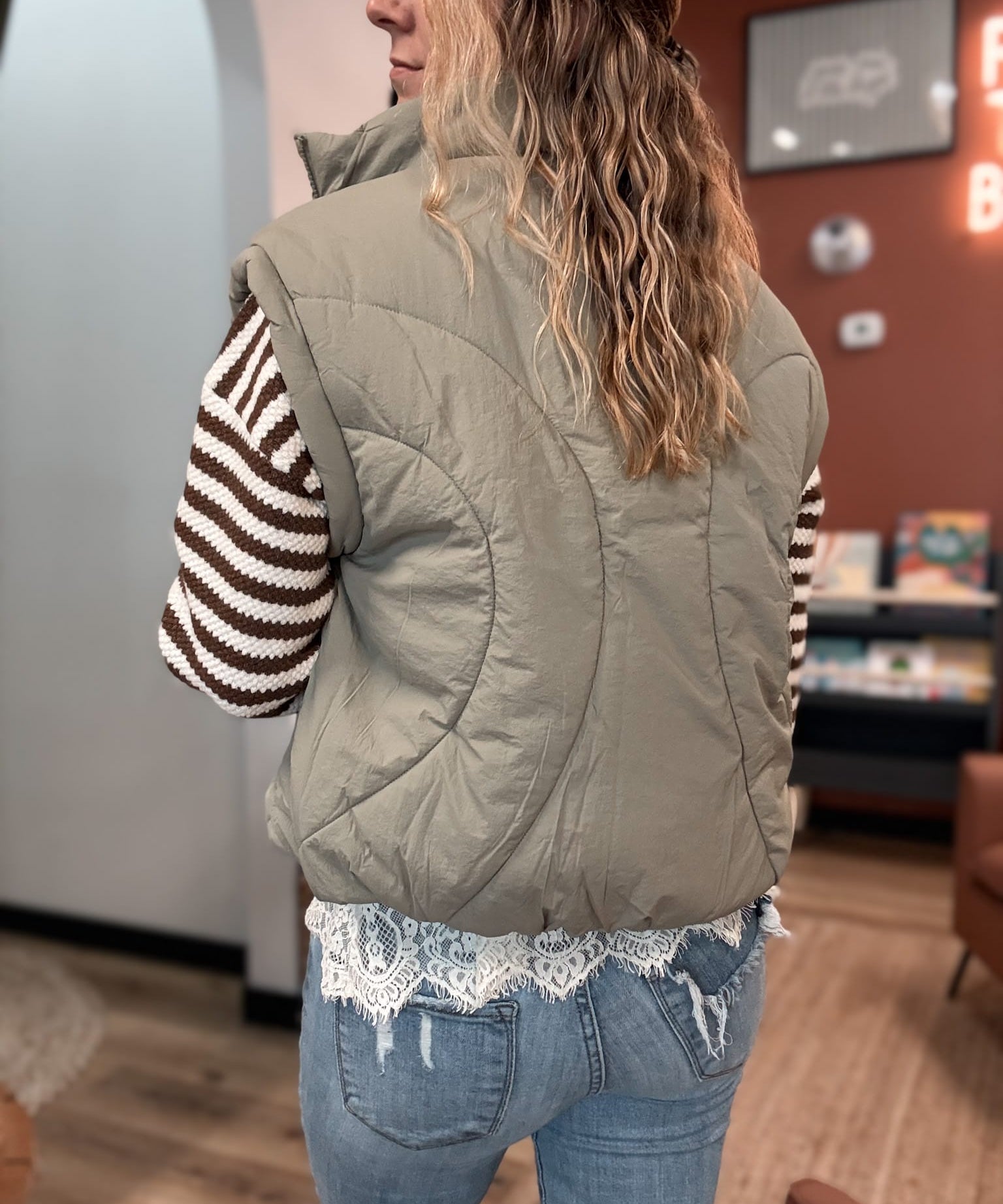 Vest Sculpted Quilted Mock Neck Puffer Vest Raising Brave Boutique