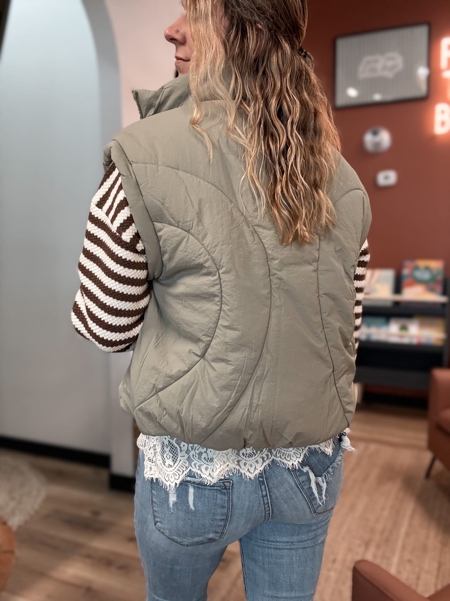 Vest Sculpted Quilted Mock Neck Puffer Vest Raising Brave Boutique