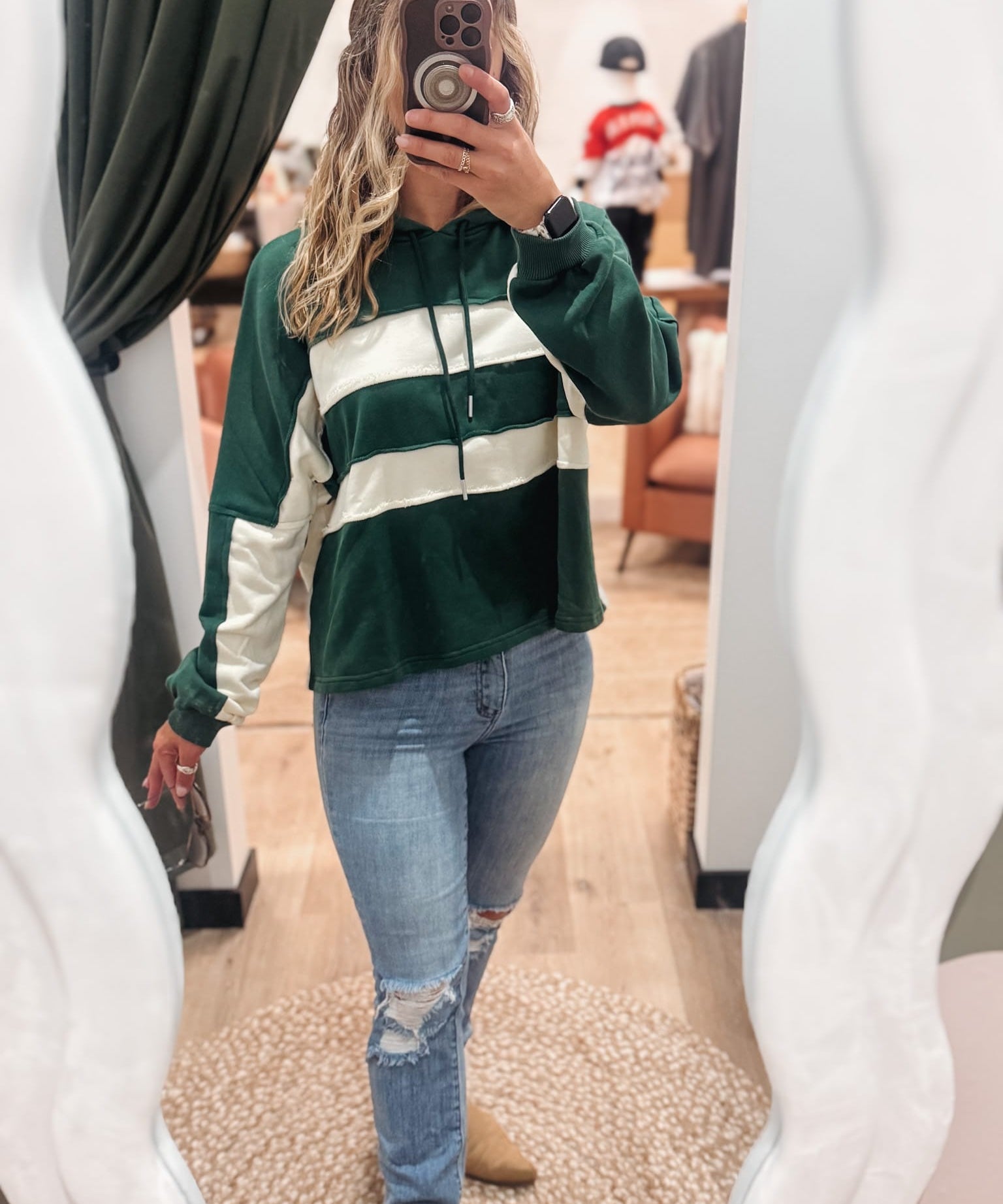 Tops Retro Patchwork Colorblock Hoodie Raising Brave Boutique