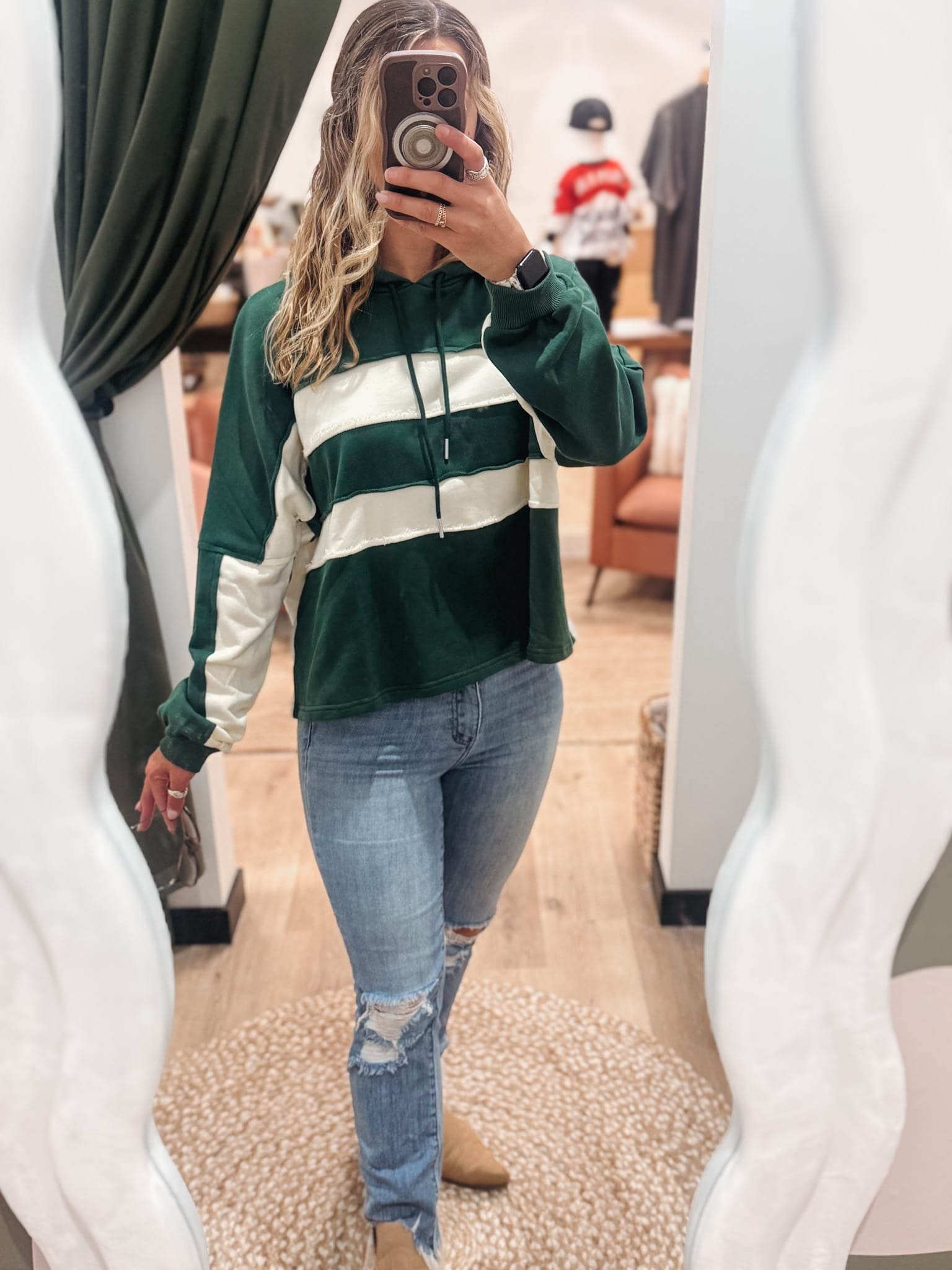 Tops Retro Patchwork Colorblock Hoodie Raising Brave Boutique