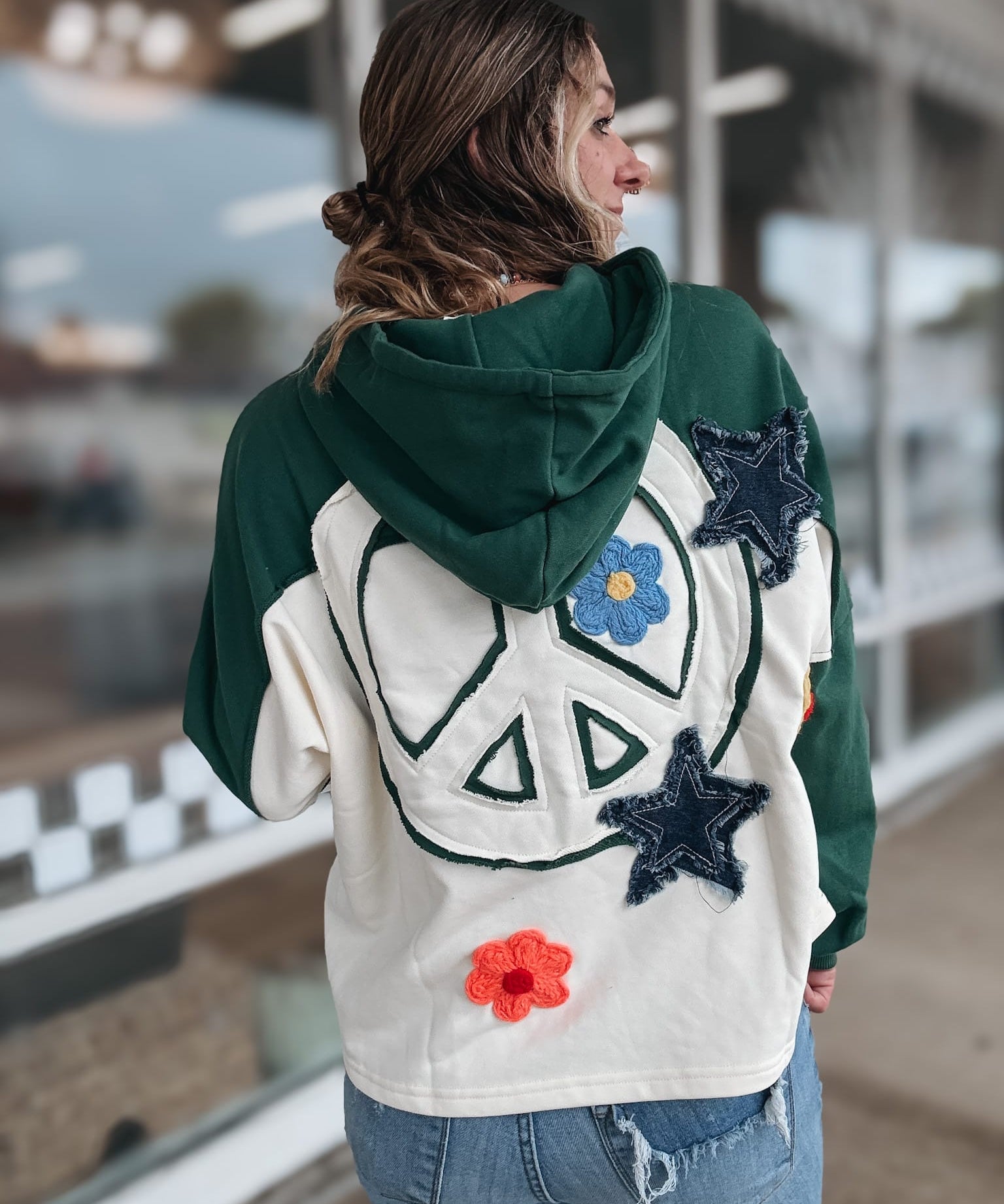 Tops Retro Patchwork Colorblock Hoodie Raising Brave Boutique