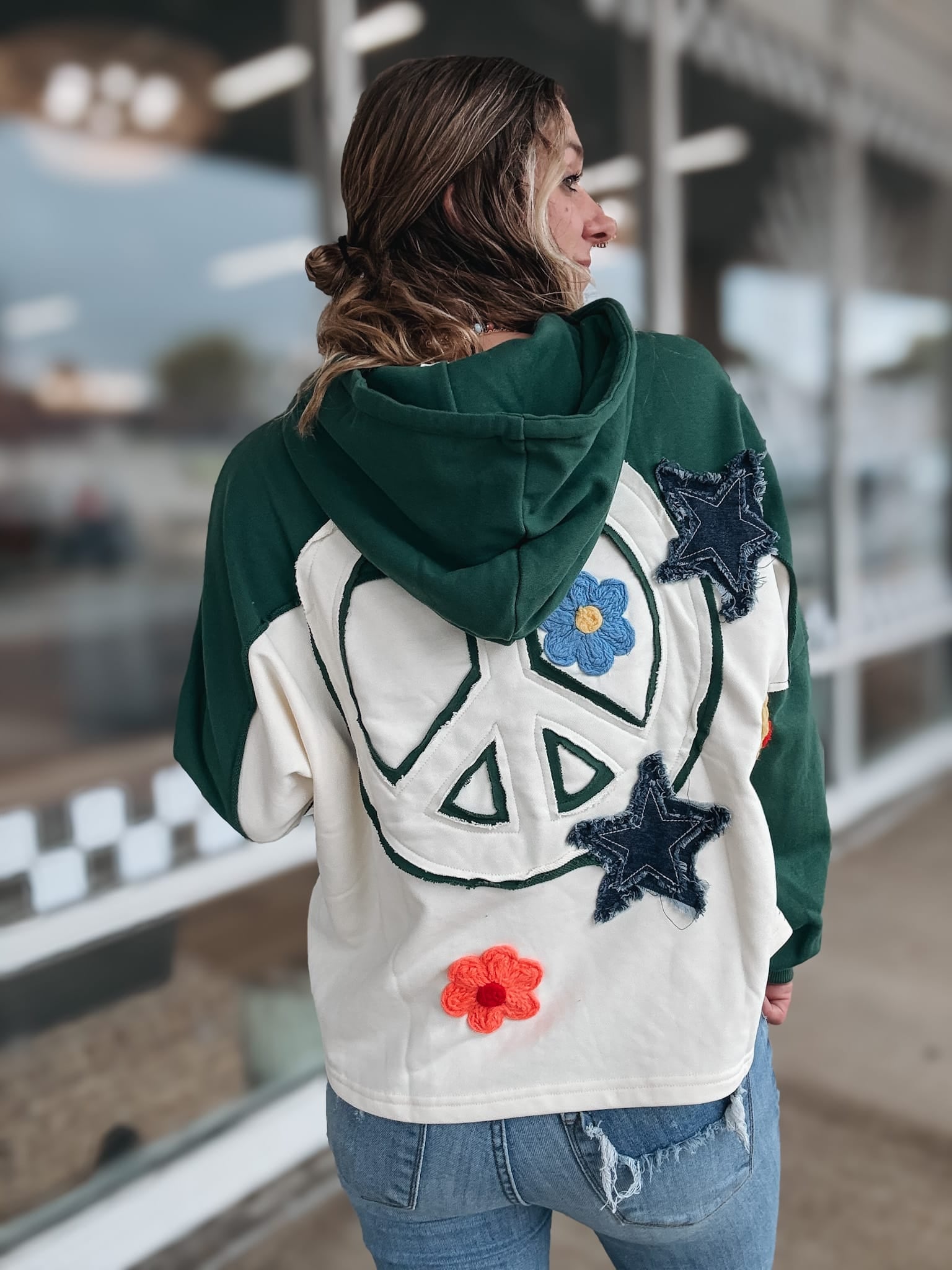 Tops Retro Patchwork Colorblock Hoodie Raising Brave Boutique