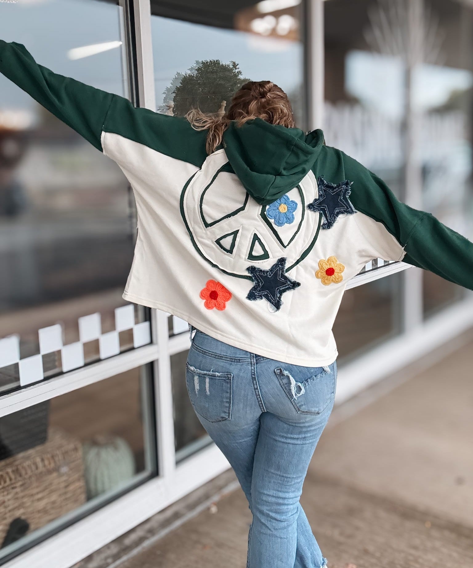 Tops Retro Patchwork Colorblock Hoodie Raising Brave Boutique