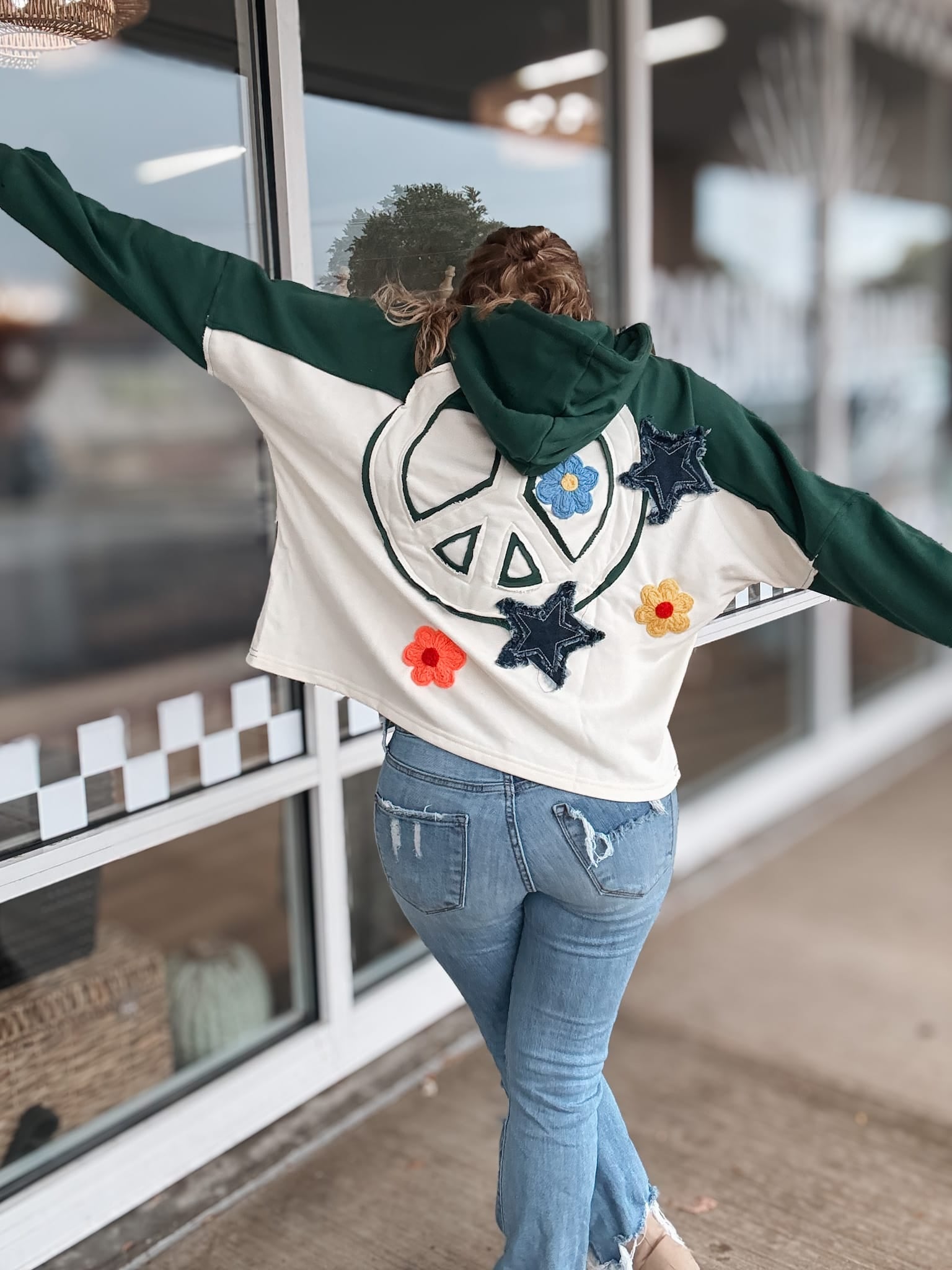 Tops Retro Patchwork Colorblock Hoodie Raising Brave Boutique