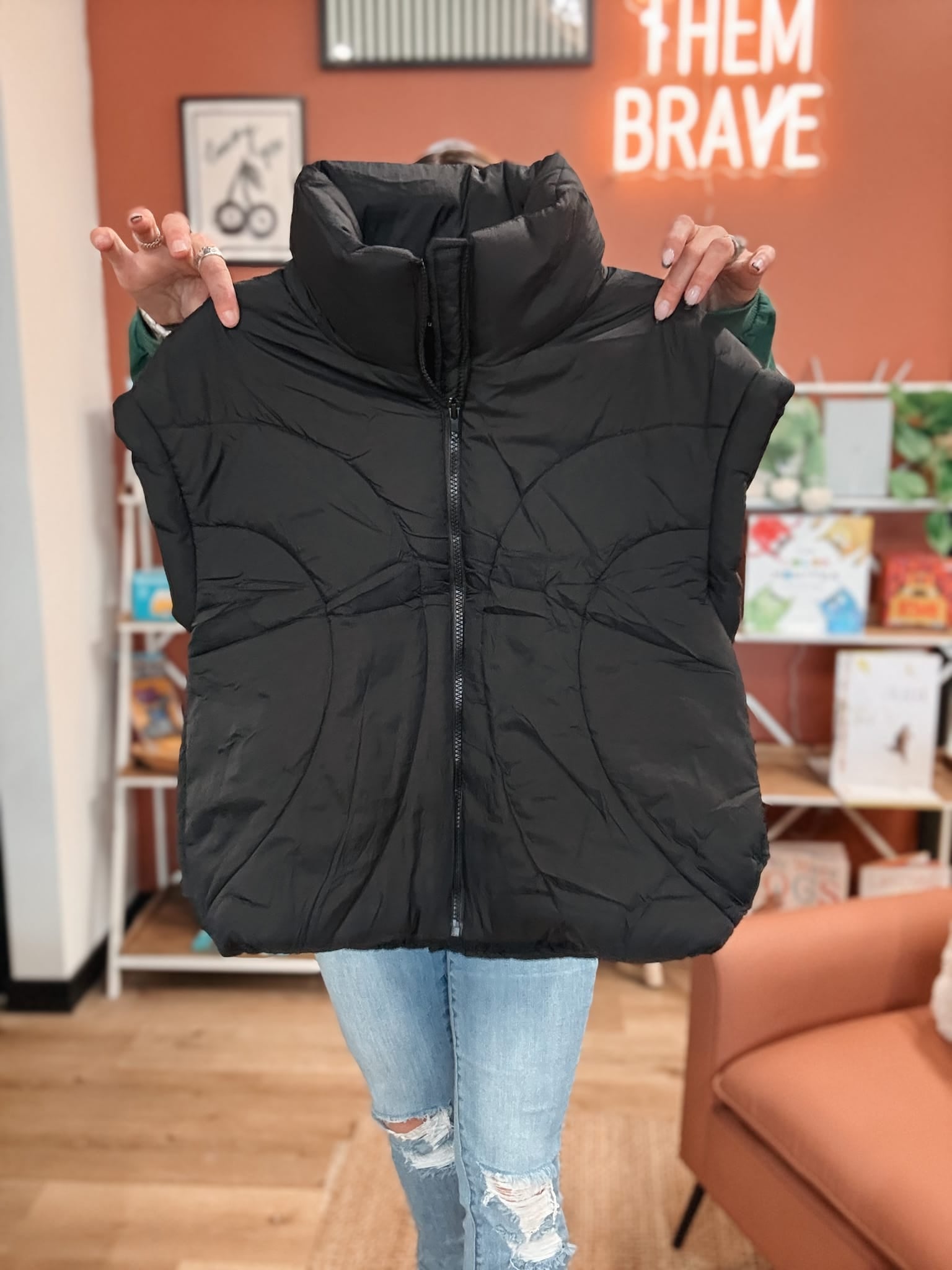 Vest Sculpted Quilted Mock Neck Puffer Vest Raising Brave Boutique