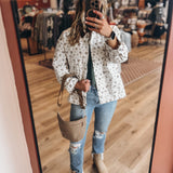 Jackets Vintage Floral Boxy Denim Jacket Raising Brave Boutique