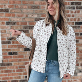 Jackets Vintage Floral Boxy Denim Jacket Raising Brave Boutique