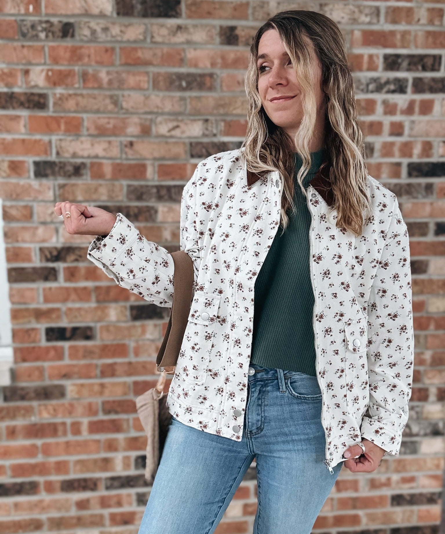 Jackets Vintage Floral Boxy Denim Jacket Raising Brave Boutique