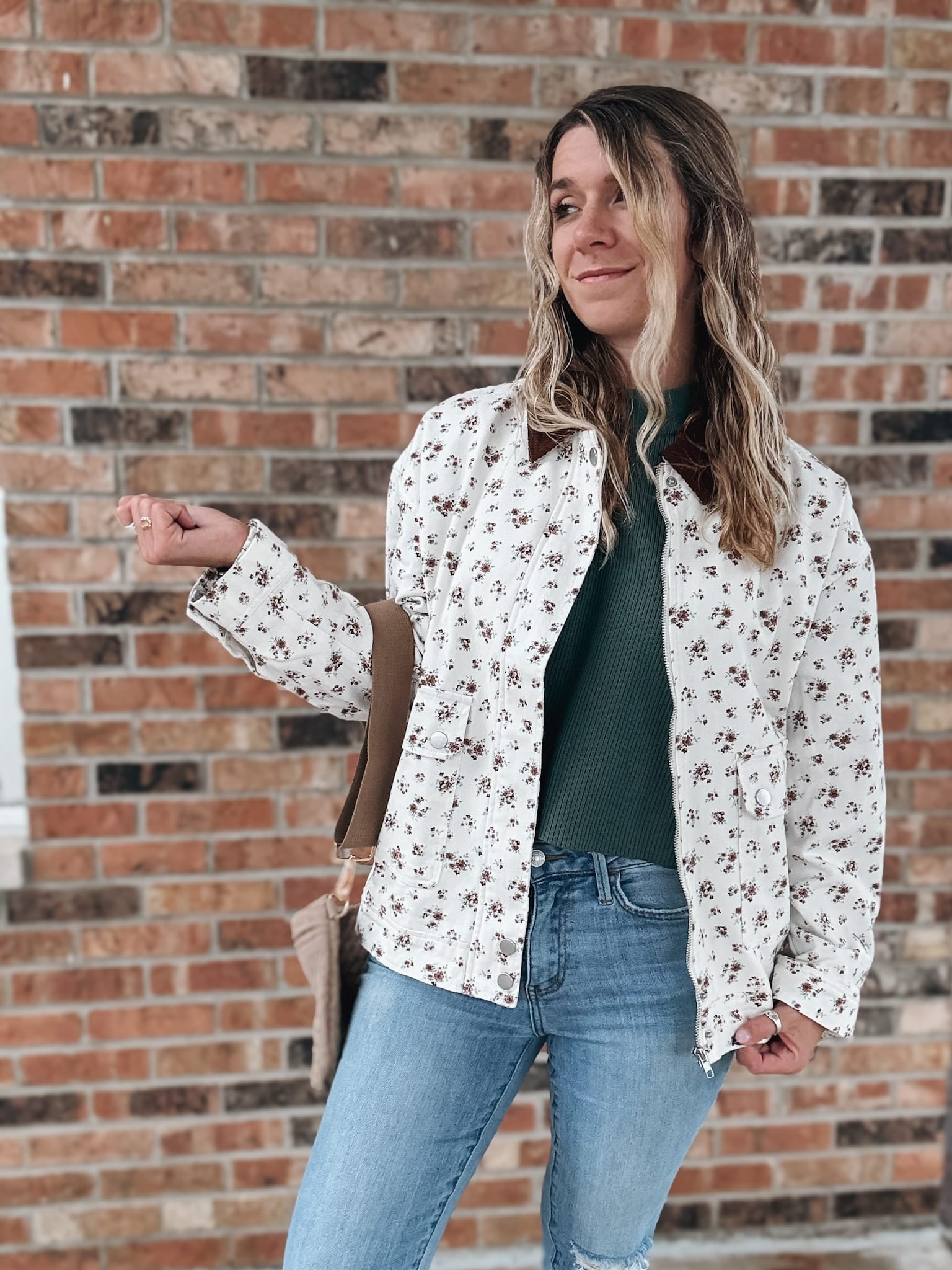 Jackets Vintage Floral Boxy Denim Jacket Raising Brave Boutique