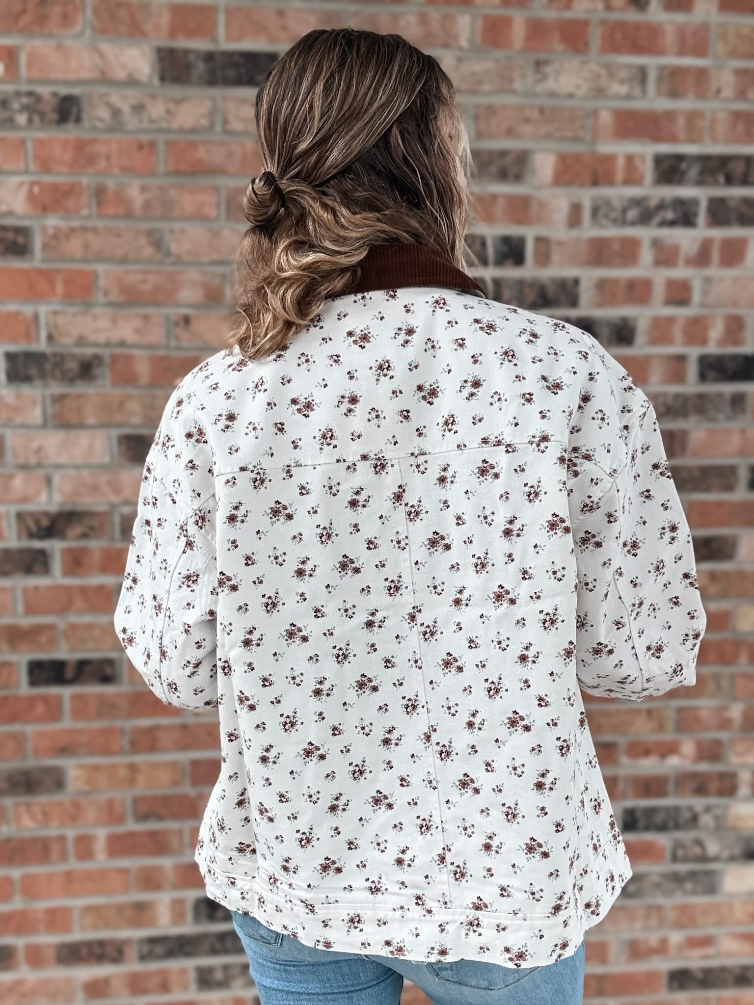 Jackets Vintage Floral Boxy Denim Jacket Raising Brave Boutique