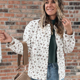 Jackets Vintage Floral Boxy Denim Jacket Raising Brave Boutique