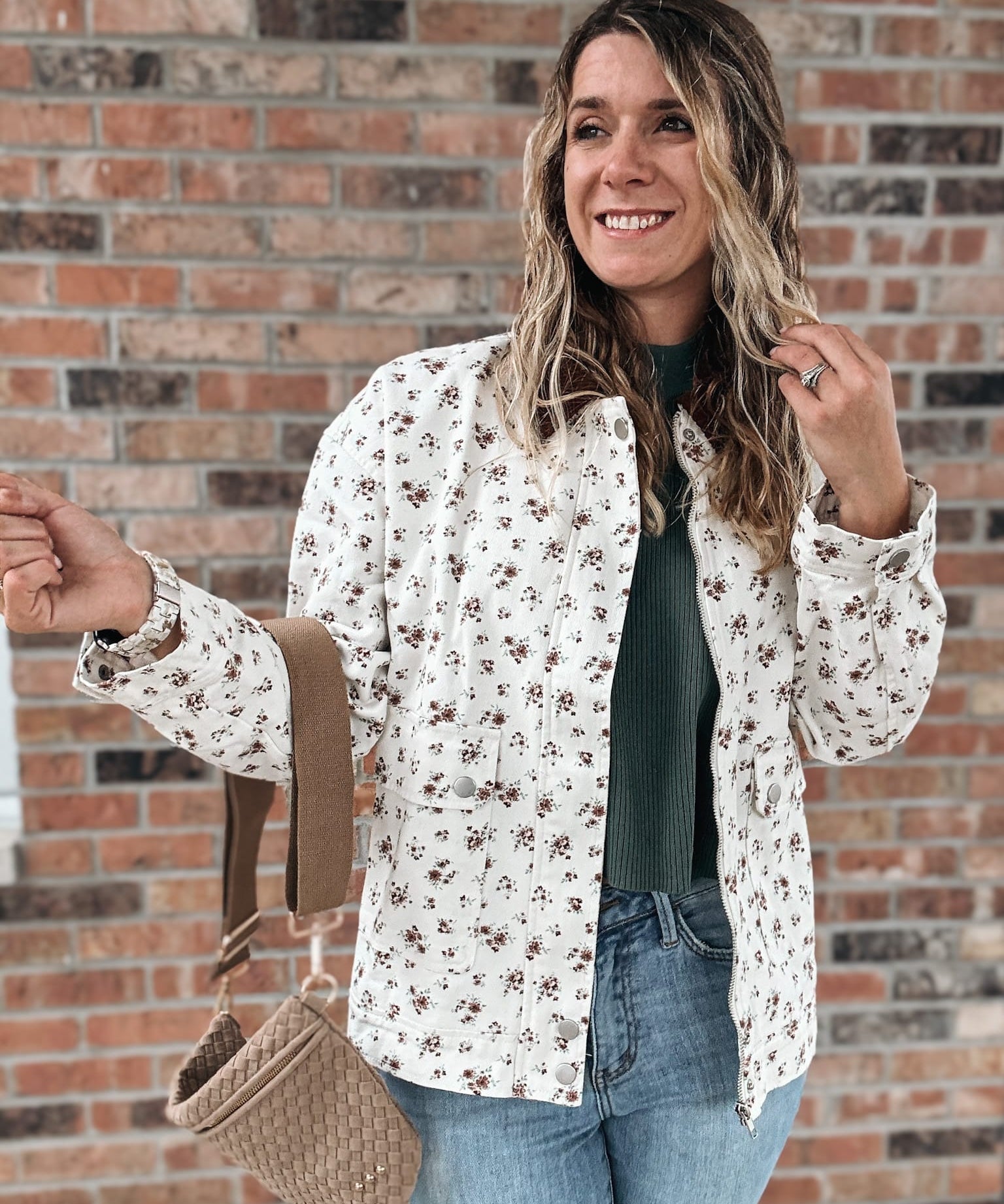 Jackets Vintage Floral Boxy Denim Jacket Raising Brave Boutique