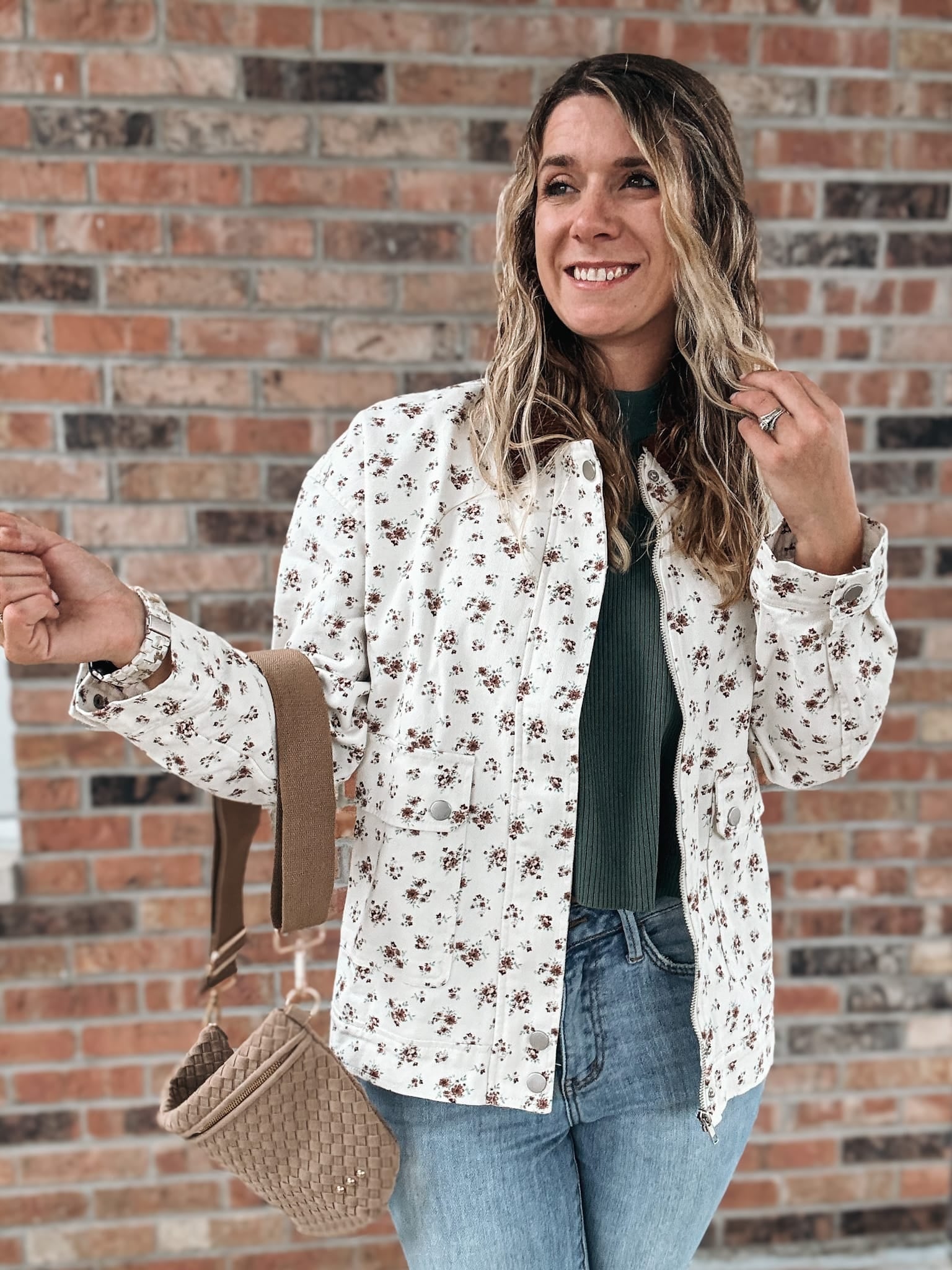 Jackets Vintage Floral Boxy Denim Jacket Raising Brave Boutique