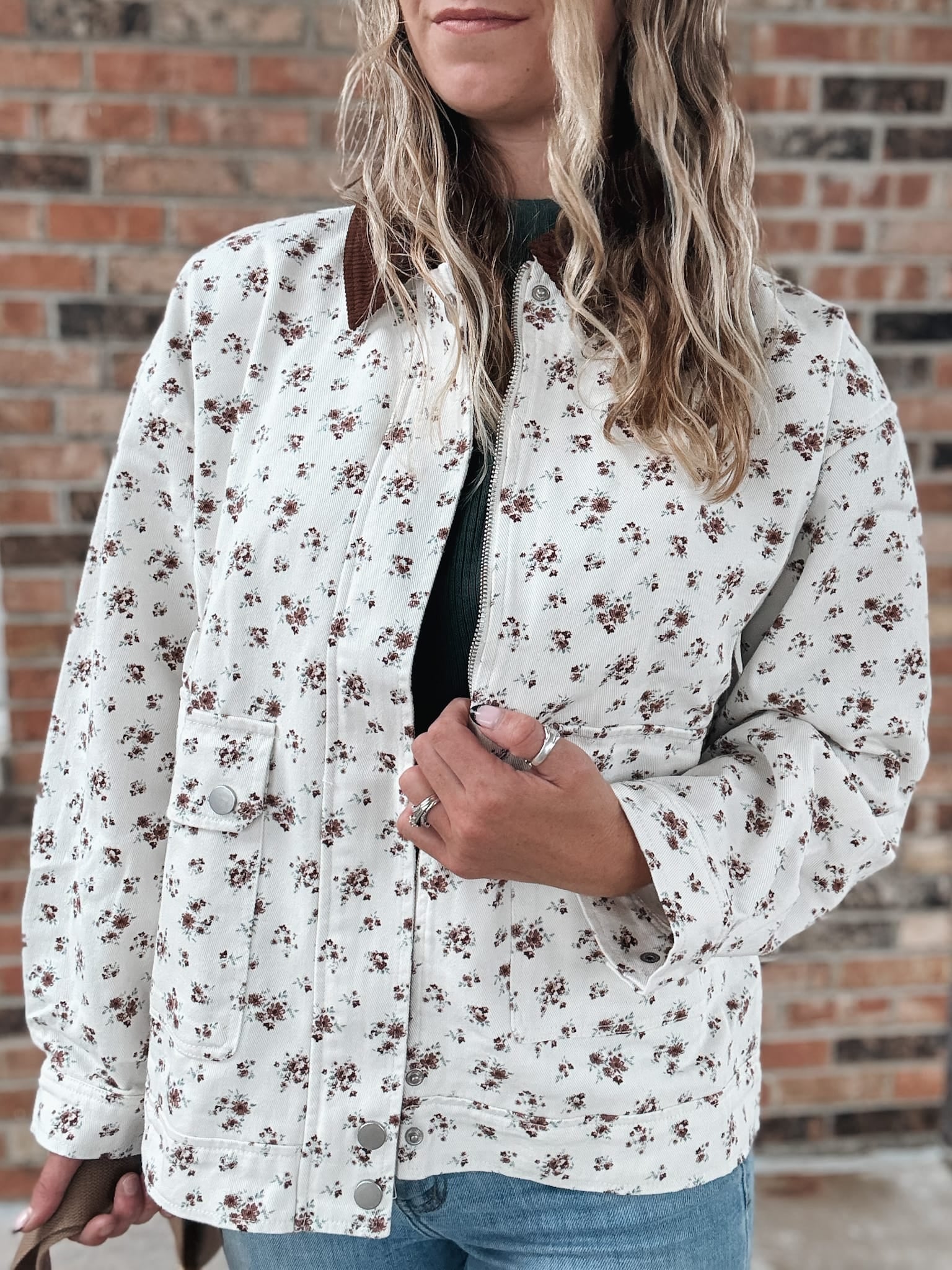 Jackets Vintage Floral Boxy Denim Jacket Raising Brave Boutique