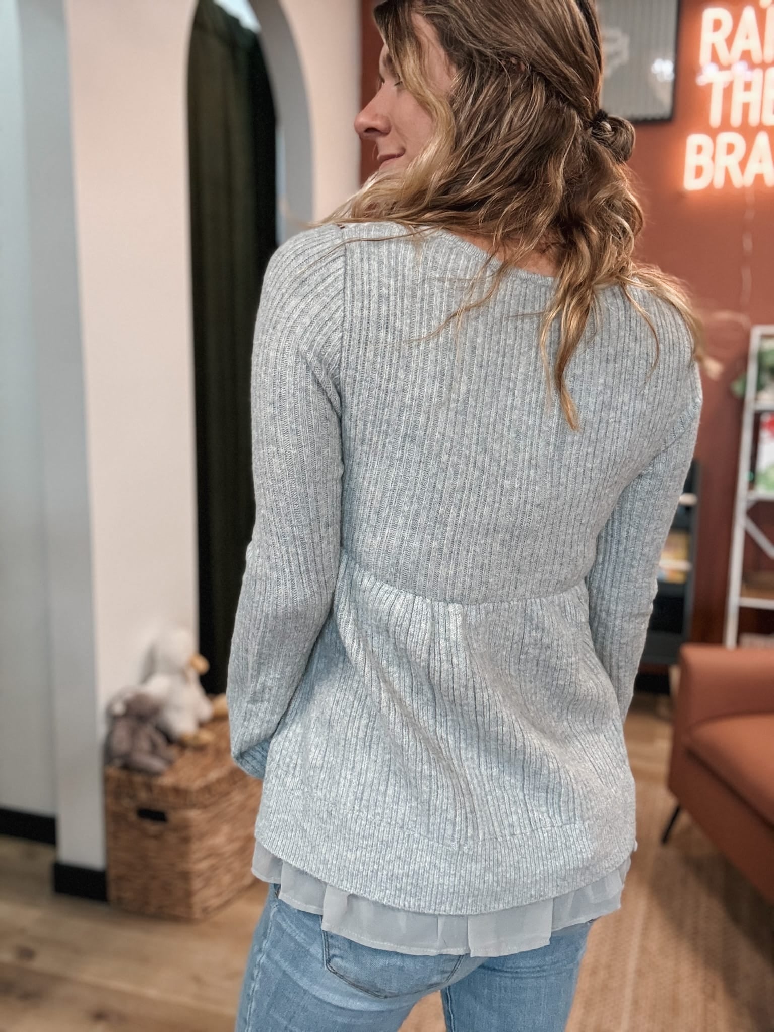 Fair Isle Print Babydoll Sweater Raising Brave Boutique