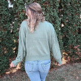 Olive Embroidered Floral Sweater