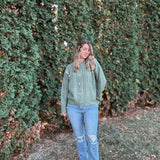 Olive Embroidered Floral Sweater