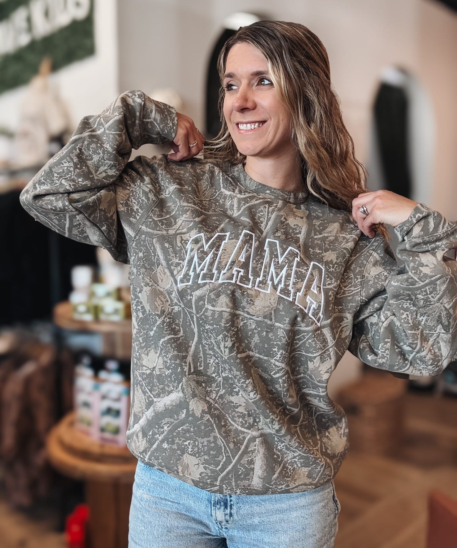 Sweatshirt Camo Mama Embroidered Sweatshirt Raising Brave Boutique