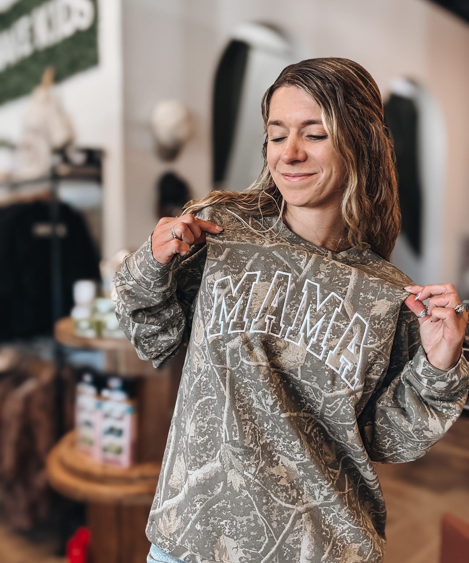 Sweatshirt Camo Mama Embroidered Sweatshirt Raising Brave Boutique