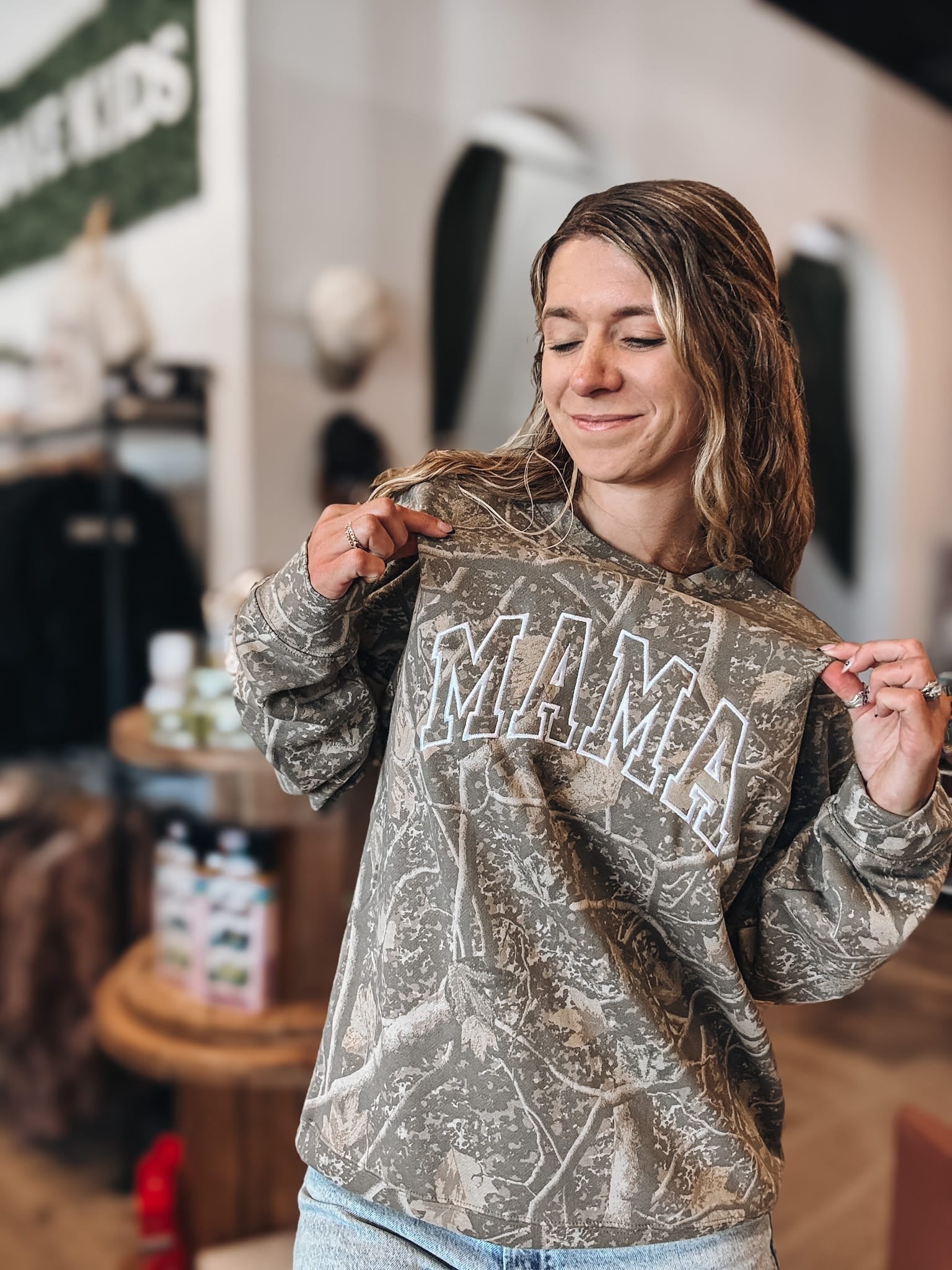 Sweatshirt Camo Mama Embroidered Sweatshirt Raising Brave Boutique