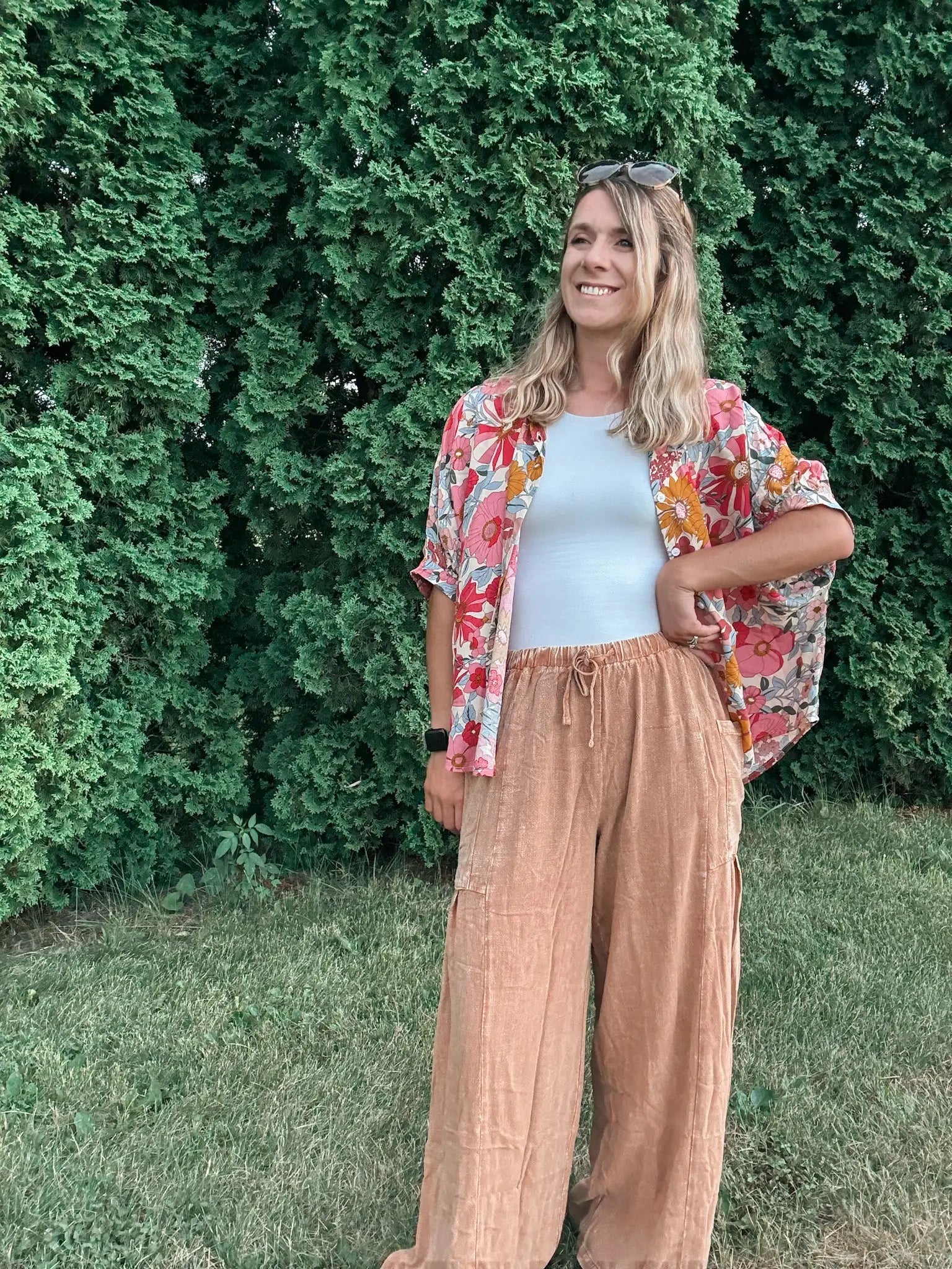 Vintage Mineral Wash Wide Leg Pants in Mustard - Raising Brave