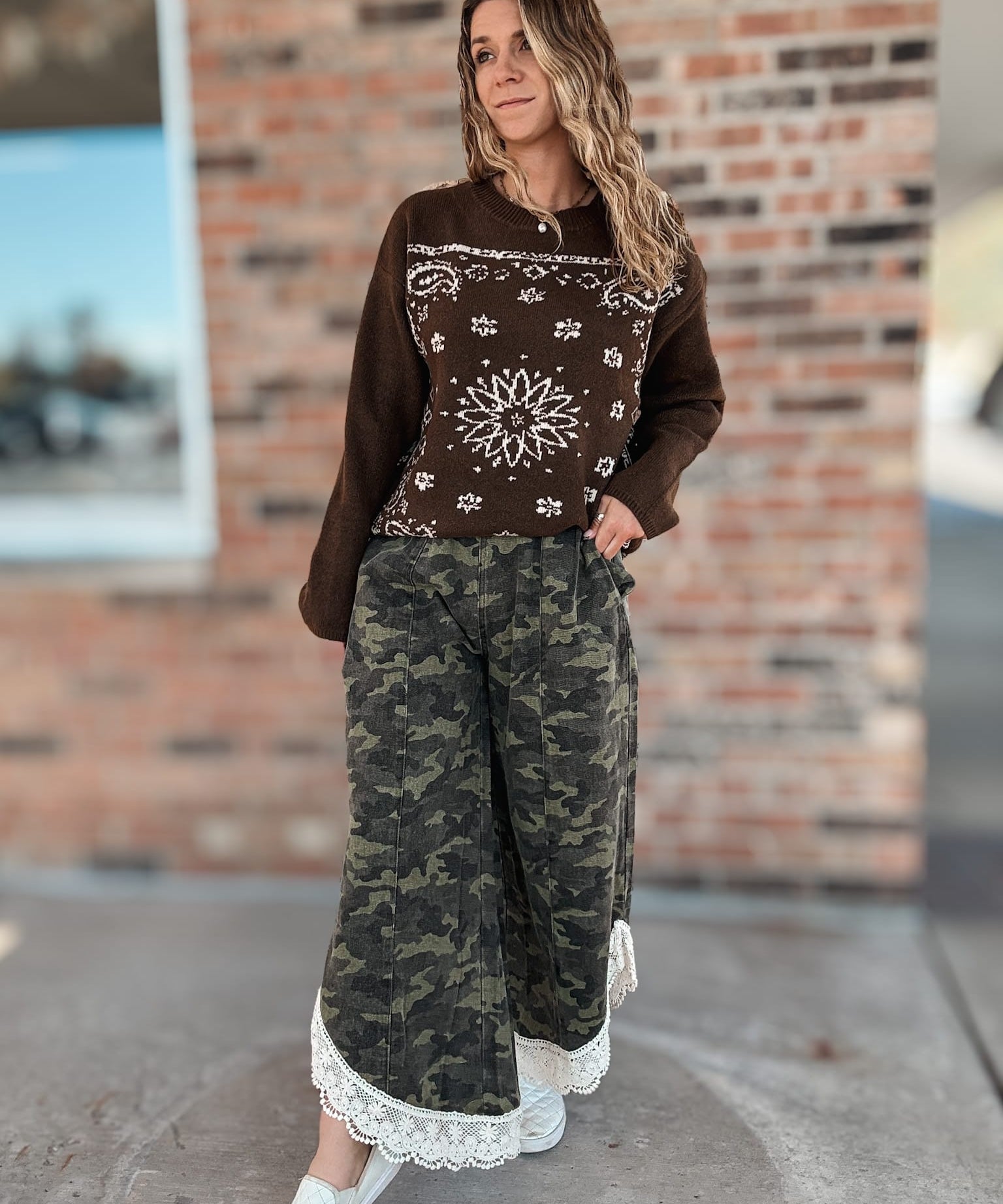 Sweaters Western Bandana Crewneck Sweater Raising Brave Boutique