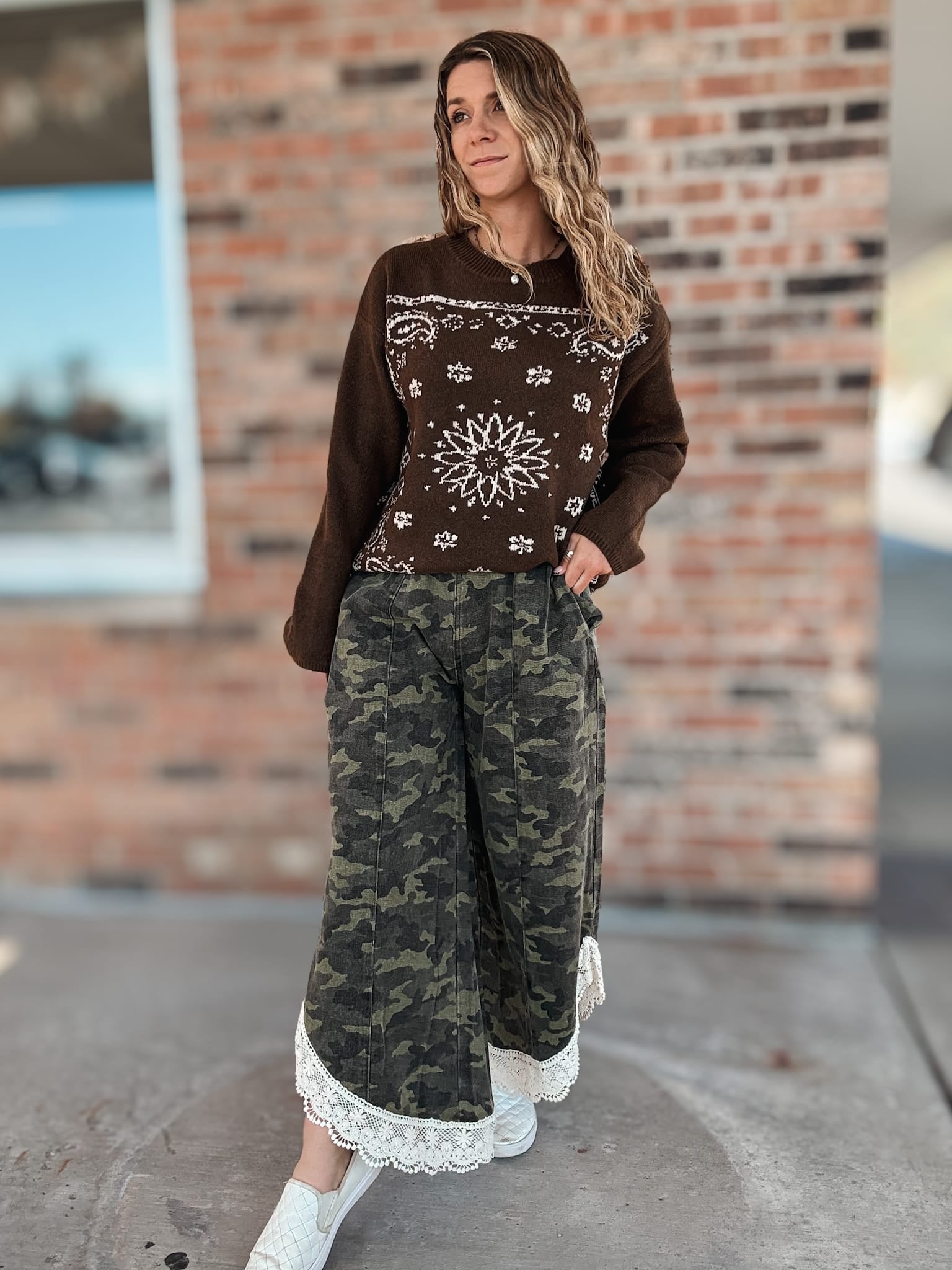 Sweaters Western Bandana Crewneck Sweater Raising Brave Boutique
