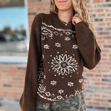 Sweaters Western Bandana Crewneck Sweater Raising Brave Boutique