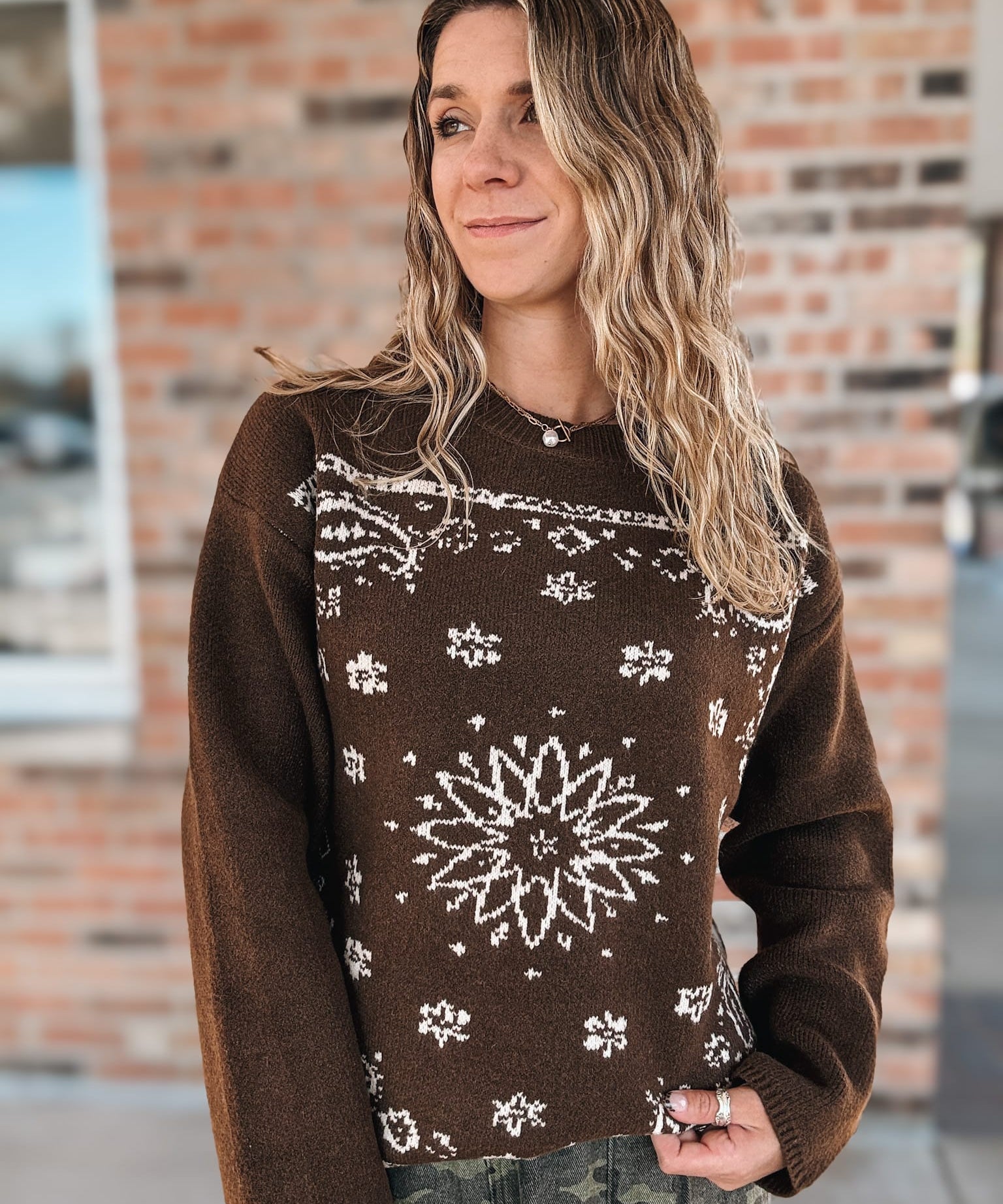 Sweaters Western Bandana Crewneck Sweater Raising Brave Boutique