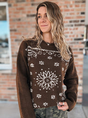 Sweaters Western Bandana Crewneck Sweater Raising Brave Boutique