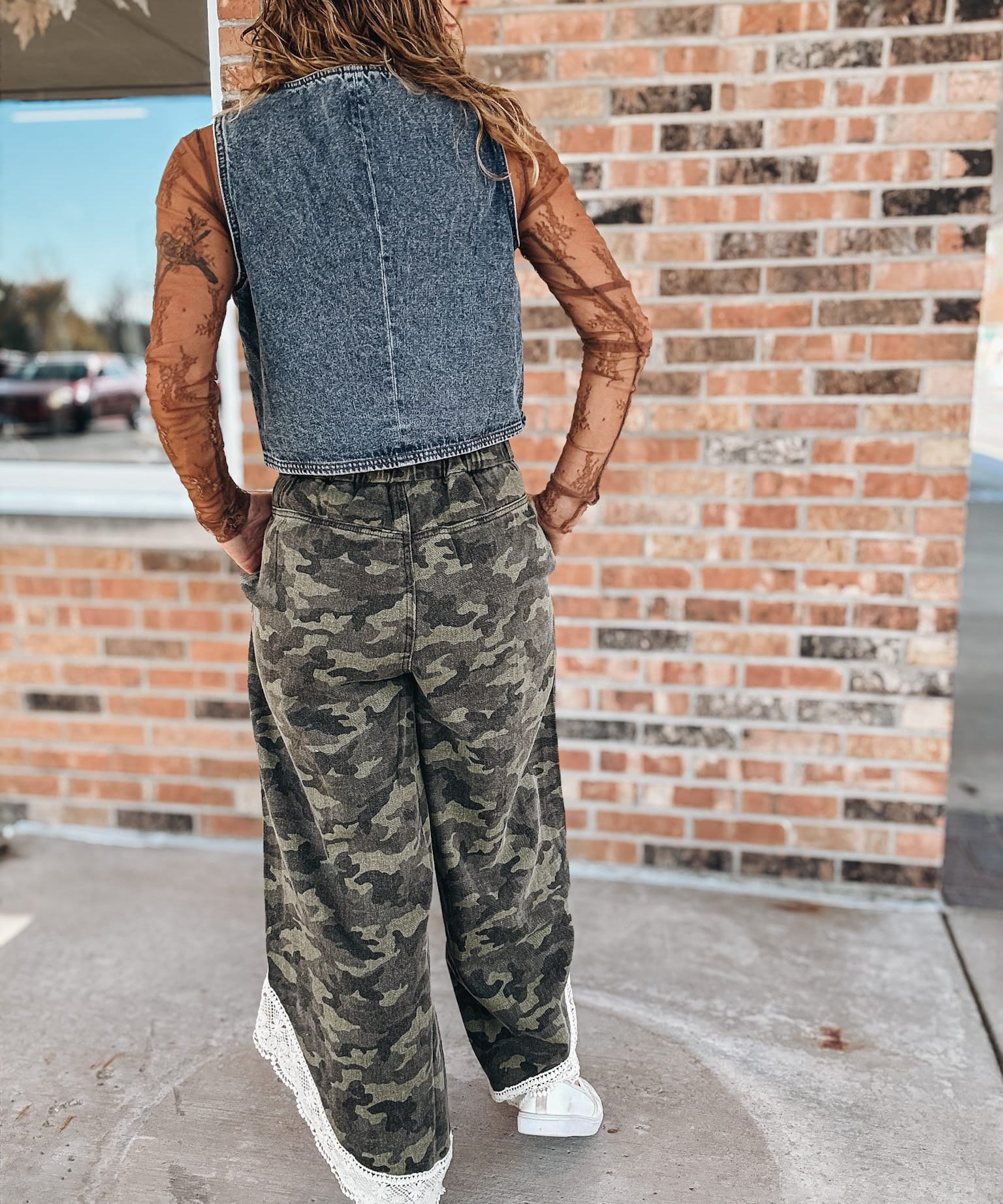 Pants Camo Print Lace Wide Leg Pants Raising Brave Boutique