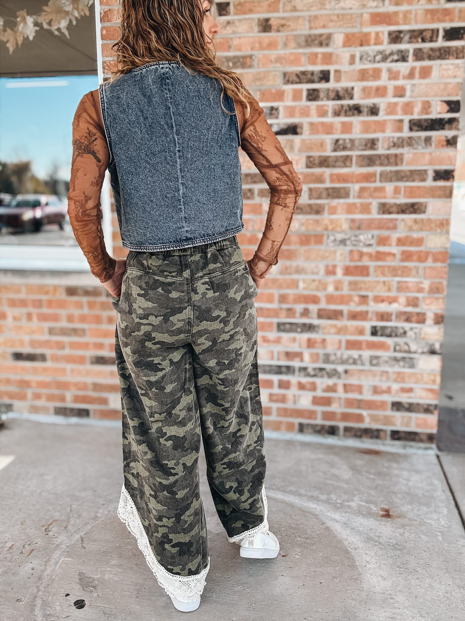 Pants Camo Print Lace Wide Leg Pants Raising Brave Boutique