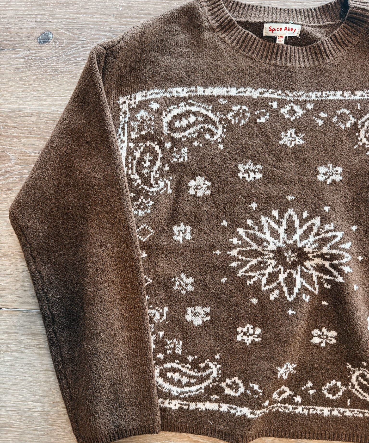 Sweaters Western Bandana Crewneck Sweater Raising Brave Boutique