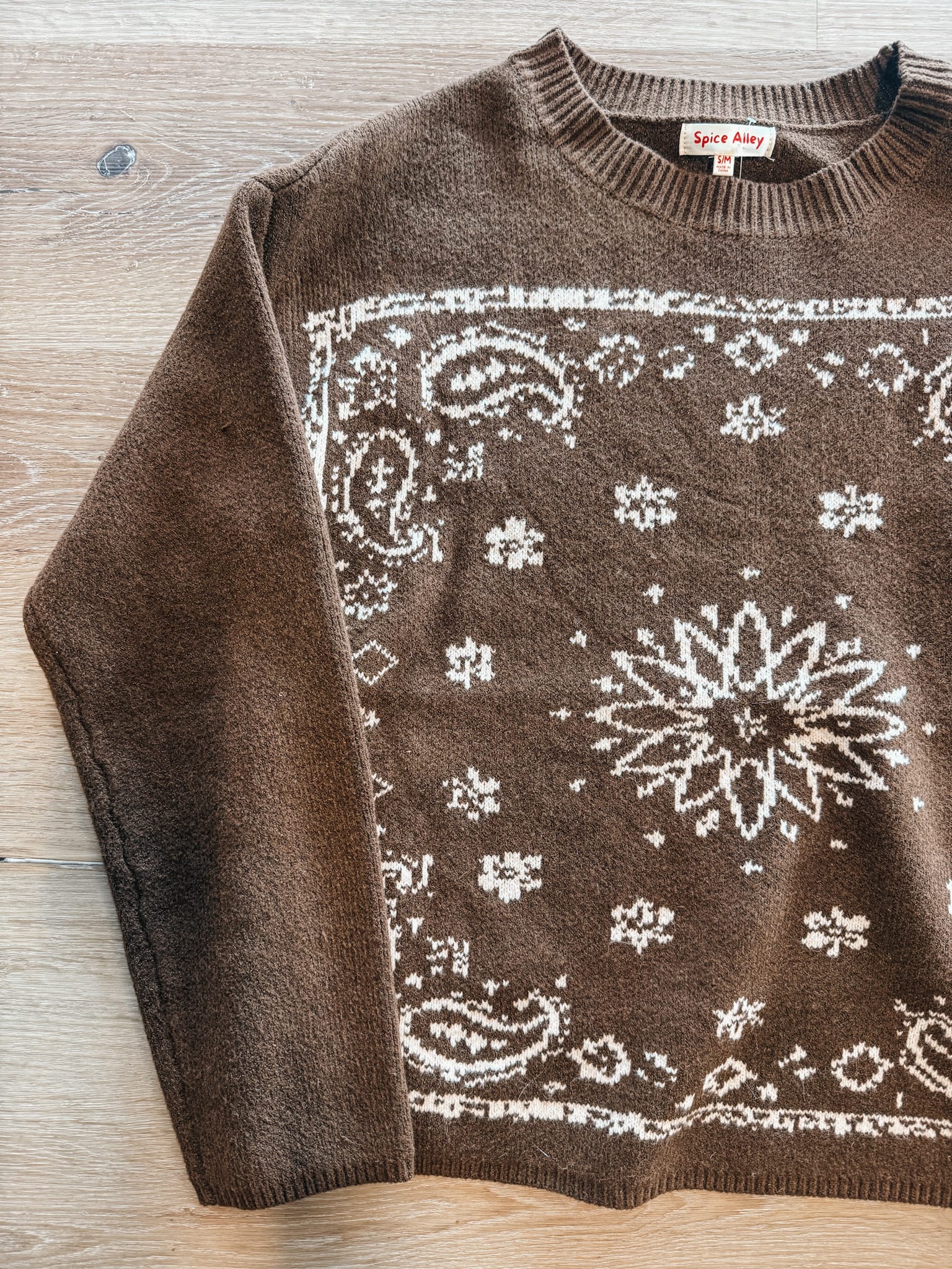 Sweaters Western Bandana Crewneck Sweater Raising Brave Boutique