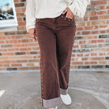 Denim Espresso Studded High Waisted Jeans Raising Brave Boutique