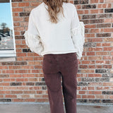 Denim Espresso Studded High Waisted Jeans Raising Brave Boutique