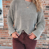 Sweaters Raw Edge Olive Sweater Raising Brave Boutique