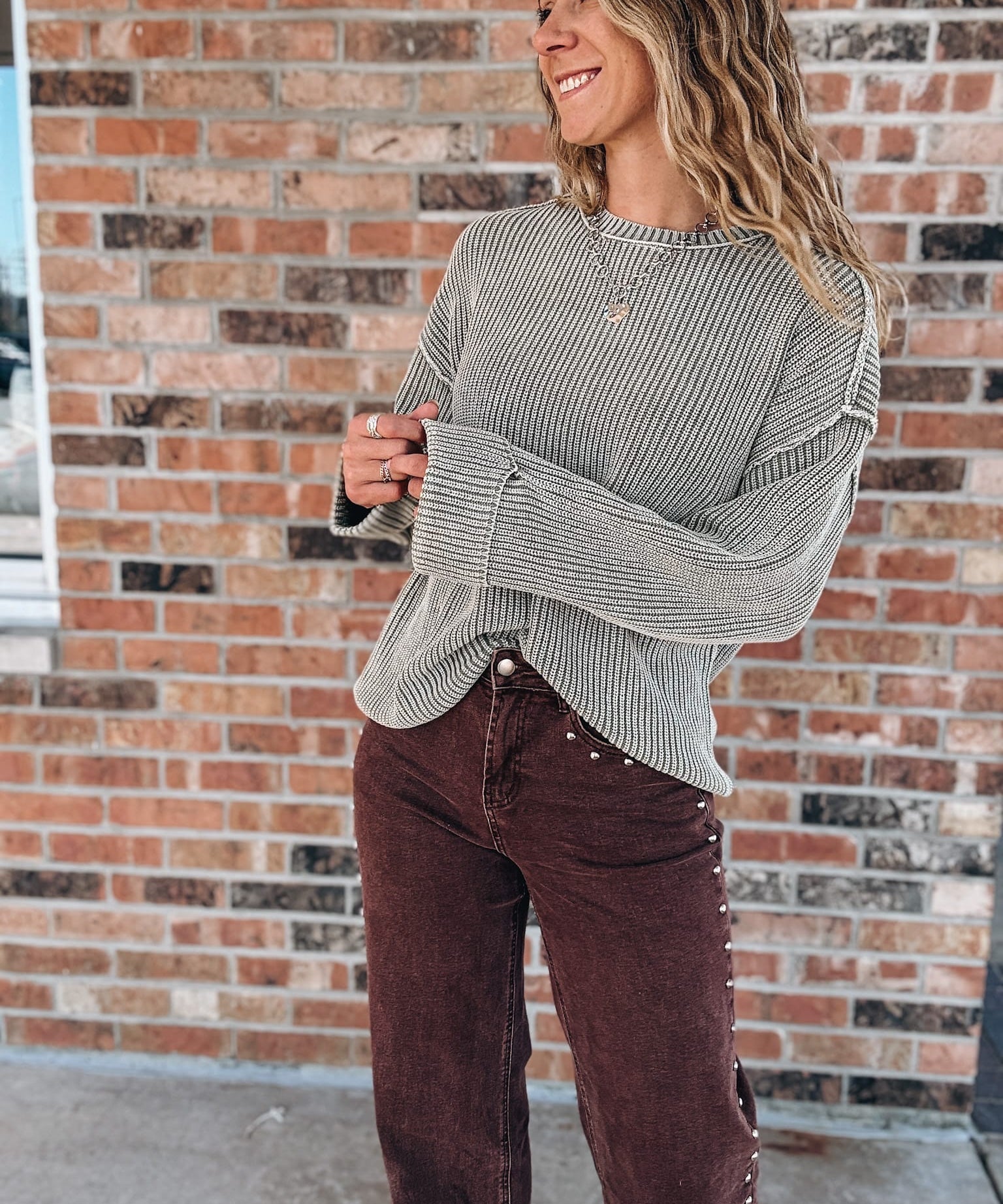 Sweaters Raw Edge Olive Sweater Raising Brave Boutique