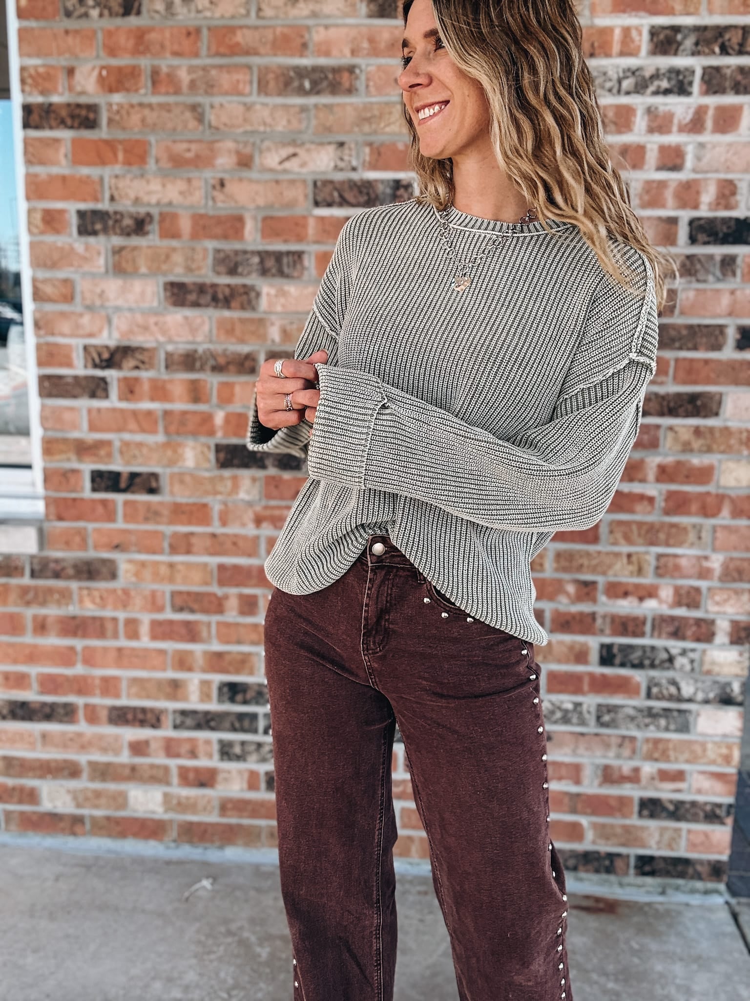 Sweaters Raw Edge Olive Sweater Raising Brave Boutique