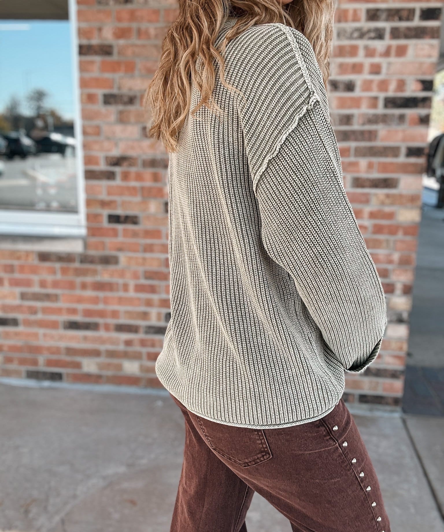Sweaters Raw Edge Olive Sweater Raising Brave Boutique
